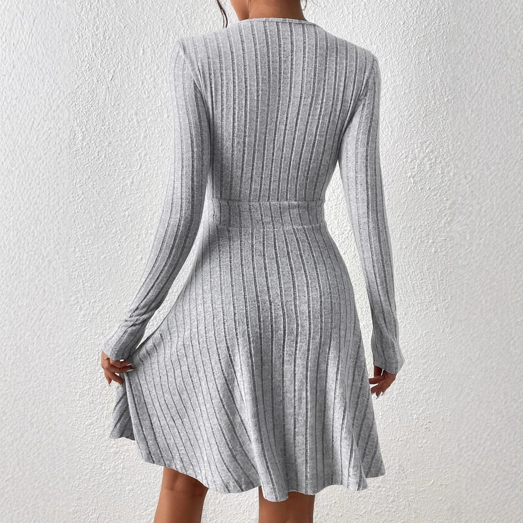 Sexy Slimming Beam Waist Long Sleeve Dress