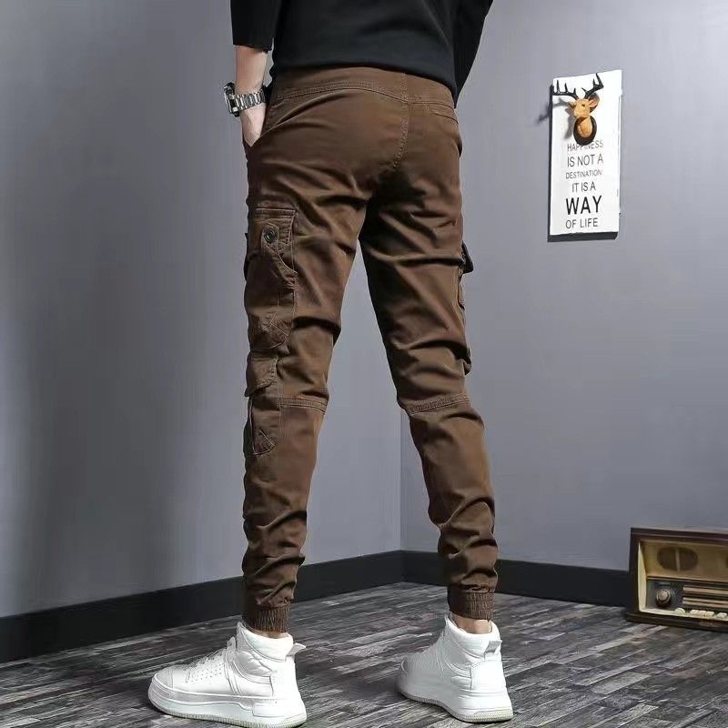 Coffee Colored Men’s Slim Fit Elastic Casual Denim Work Pants