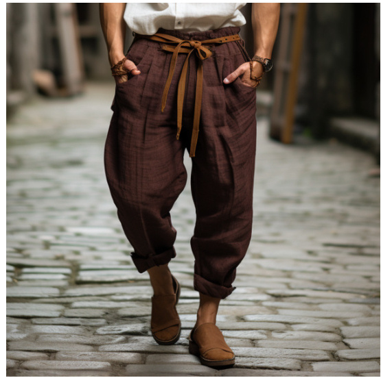 European Size Retro Loose Breathable Men’s Casual Pants