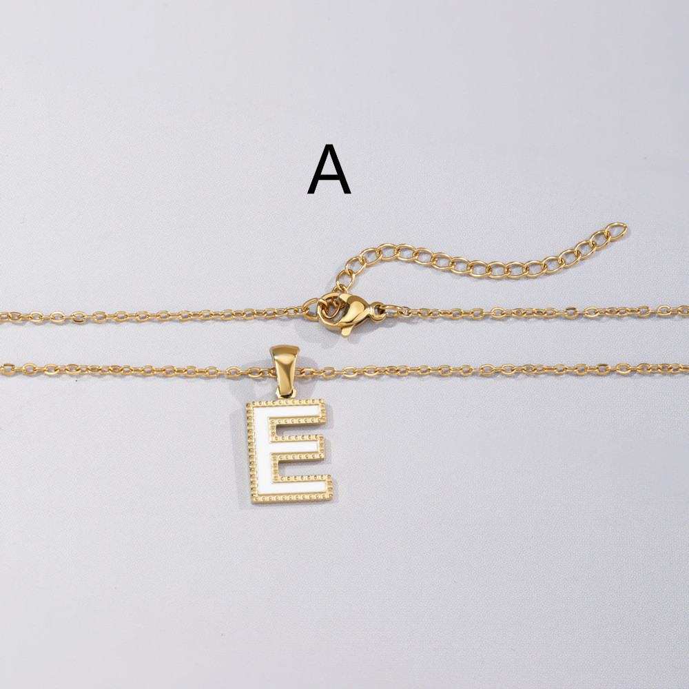 Gold Edge Oil Dripping Letter Necklace Stainless Steel