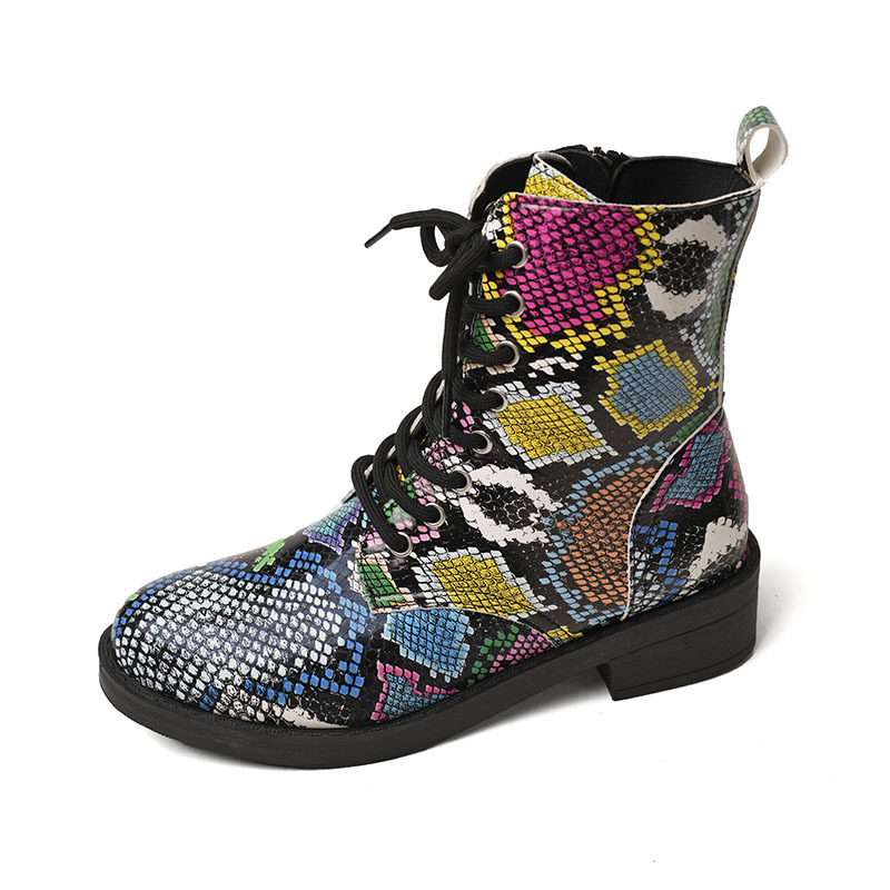 Autumn And Winter New Martin Boots Women’s Printing Lace-up Platform