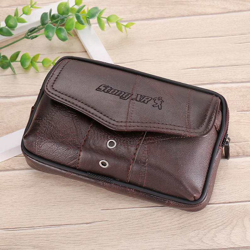 Men’s Leather Belt Waist Bag With Large Capacity