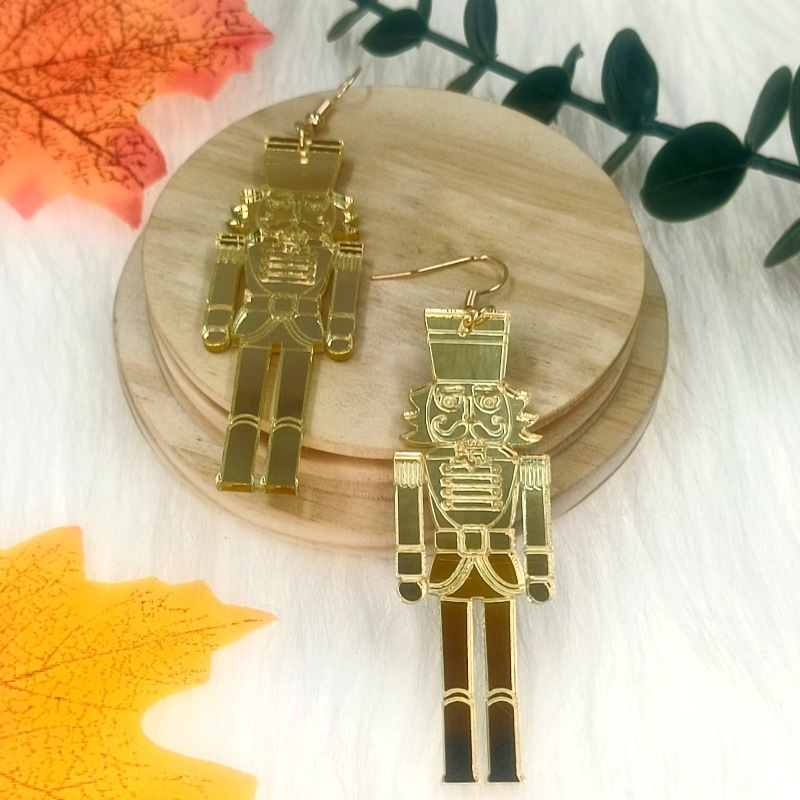 Christmas Soldier Gingerbread Man Earrings Simple