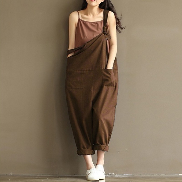 Womens Ladies Loose Dungarees Strappy Oversized Romper Baggy Overalls Jumpsuit