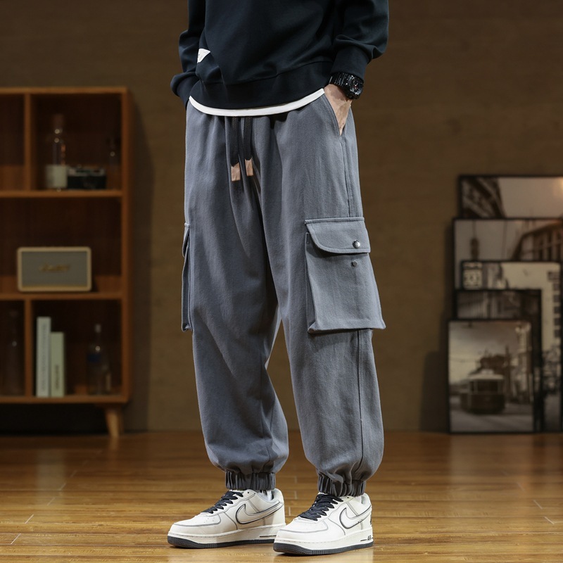 Men’s Fall Casual Pants Cotton Sweat Pants American Style Loose