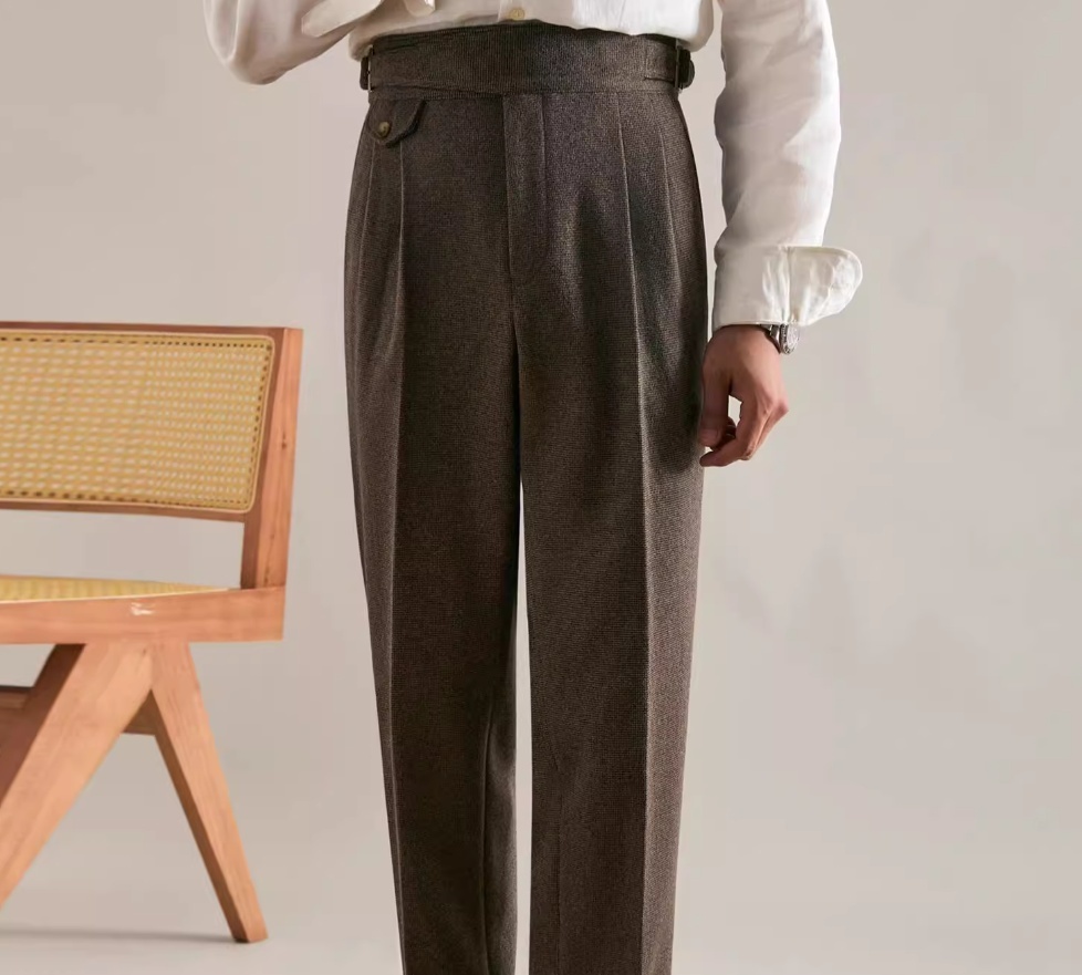 Thick Double Pleated Straight Business Casual Trousers