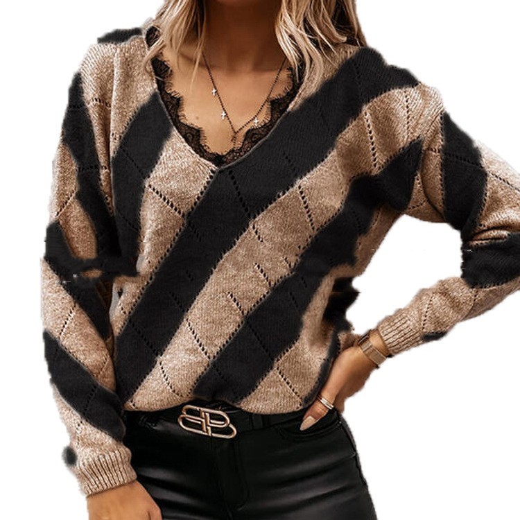 V-neck Casual Sweater Pullover Sweater