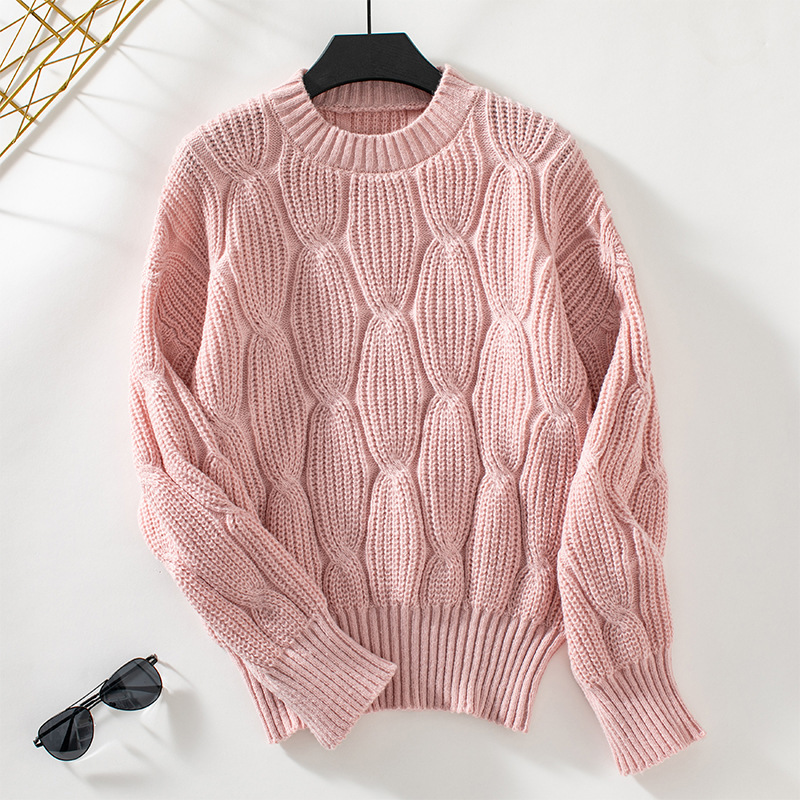 Solid Color Twisted Pullover Women’s Knitwear