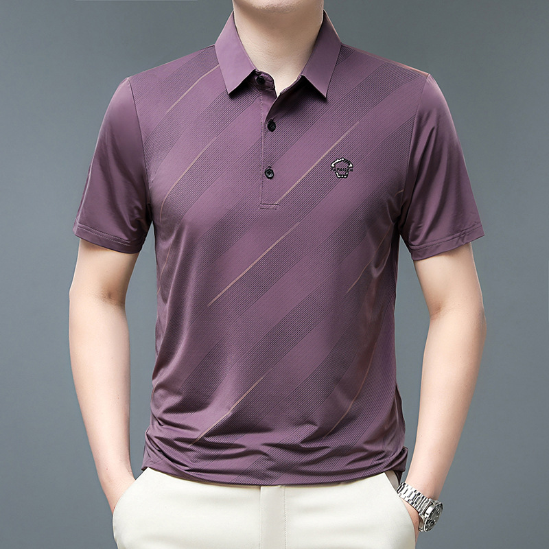 Lapel Ice Silk Polo Shirt Men’s Business Plus Size