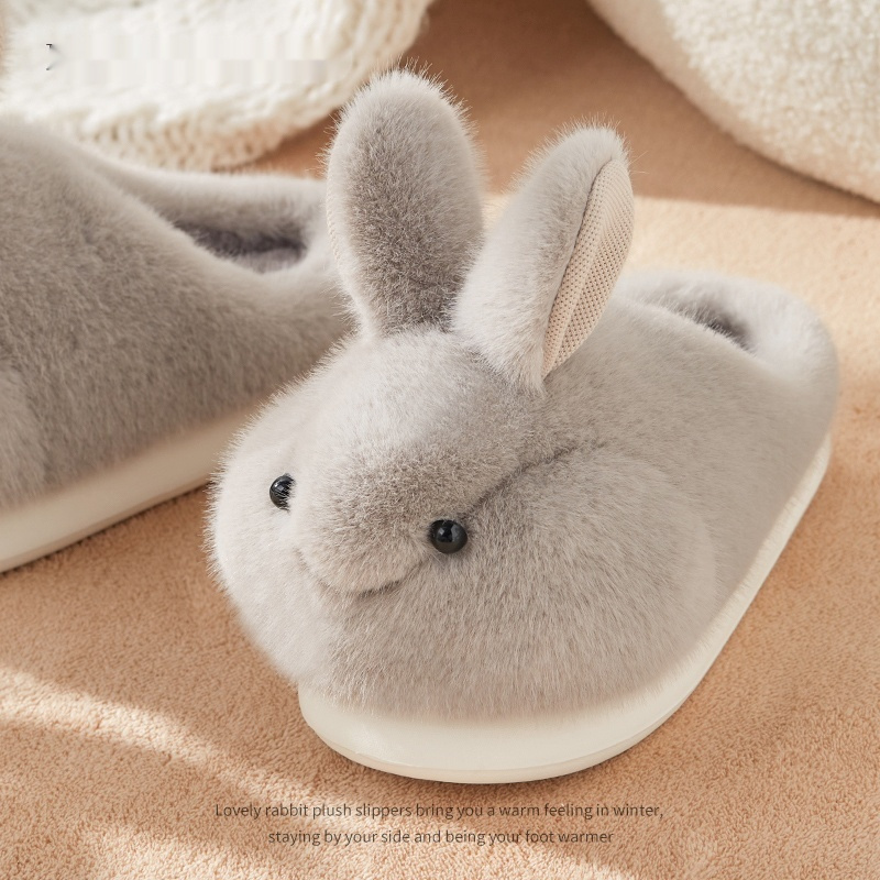 Cute Rabbit Plush Cotton Slippers For Women’s Home Use