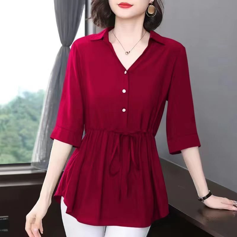 Middle-aged And Elderly Women’s Chiffon Shirt