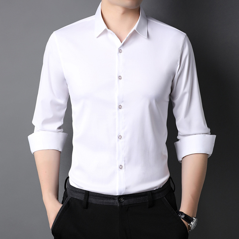 Men’s Shirt Leisure Iron-free Micro-elastic Long Sleeve