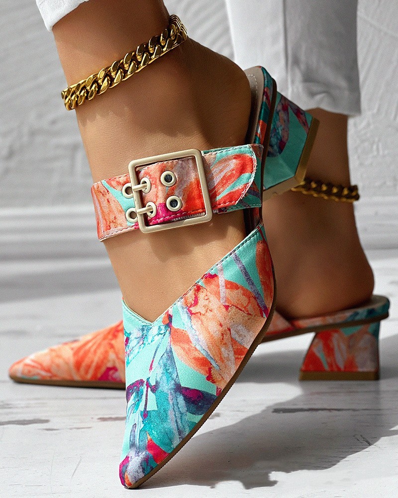 Women’s Colorful Chunky Heel Sandals