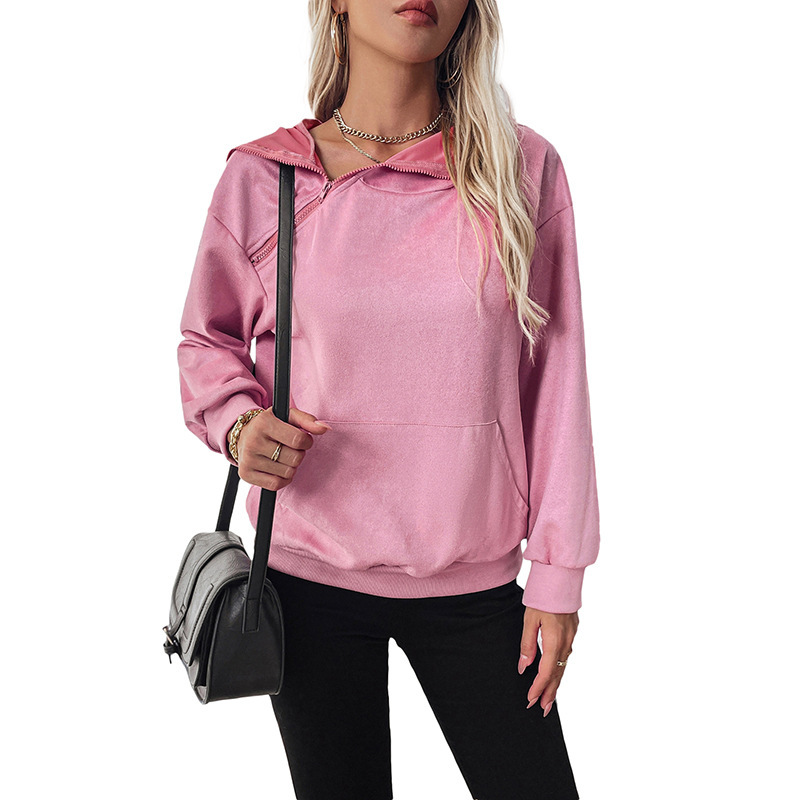 Valentine’s Day Sweater Zipper Pocket Hooded Women