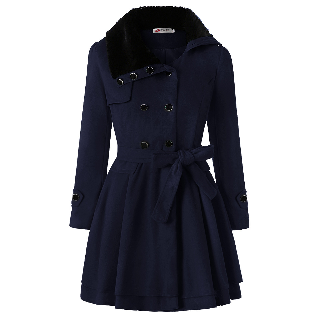 Women’s Clothing Slim-fit Mid-length Woolen Coat Double-breasted Padded Coat