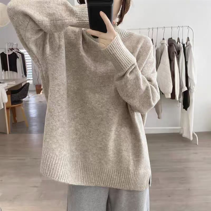 Solid Color Loose High Collar Thickened Sweater