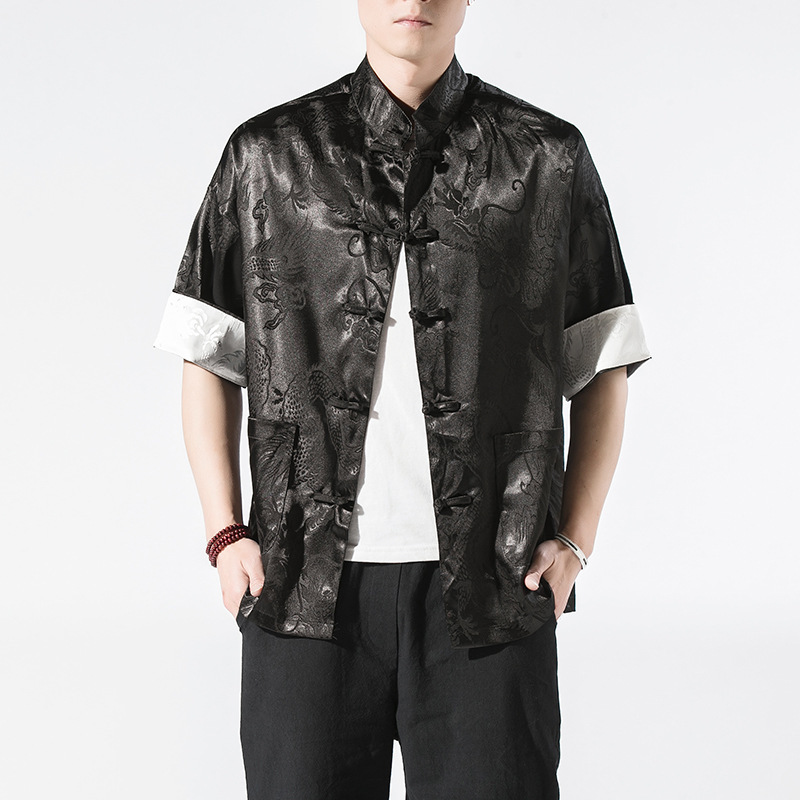 Fashion Personality Men’s Short-sleeved Shirt Coat