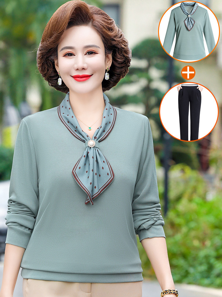 Middle-aged And Elderly Women’s Clothing Spring And Autumn Top Fashion Bottoming Shirt