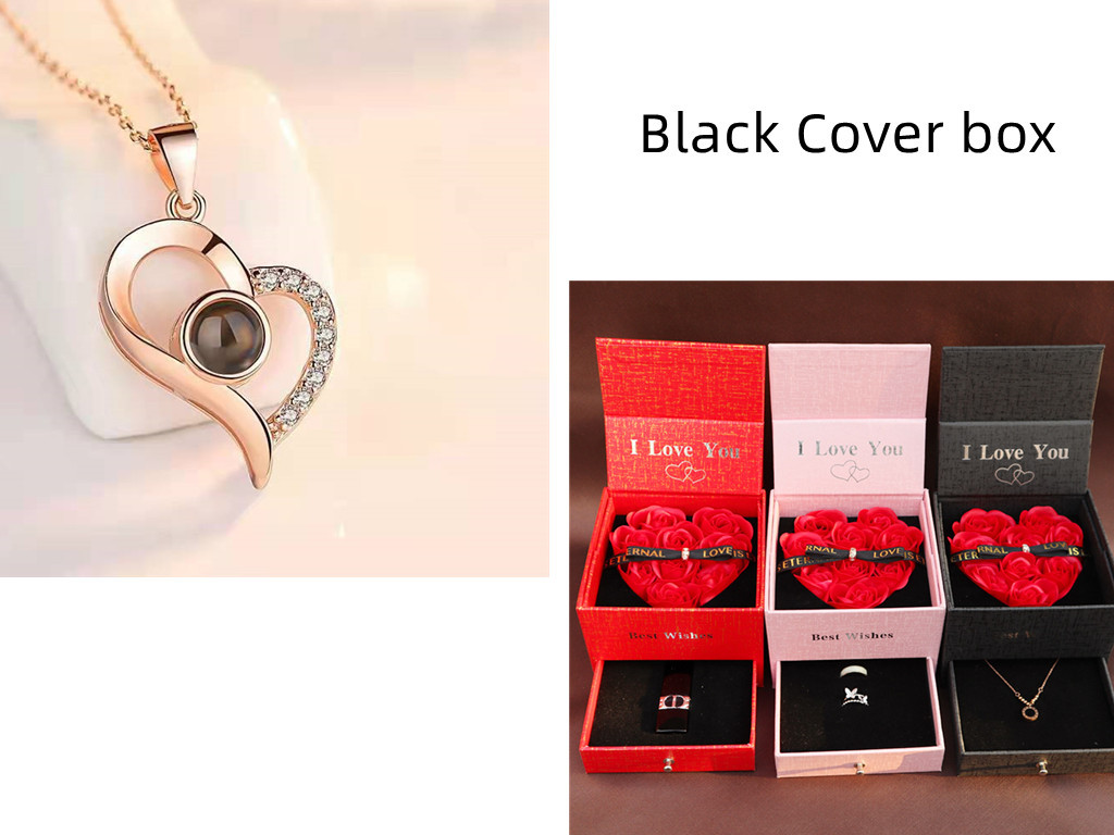 Hot Valentine’s Day Gifts Metal Rose Jewelry Gift Box Necklace For Wedding Girlfriend Necklace Gifts