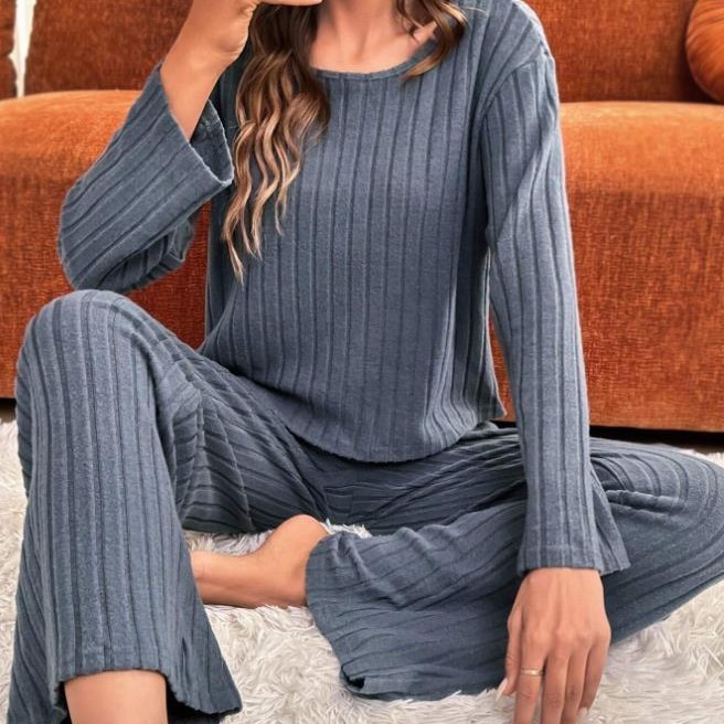 Round Neck Loose Trousers Suit Homewear