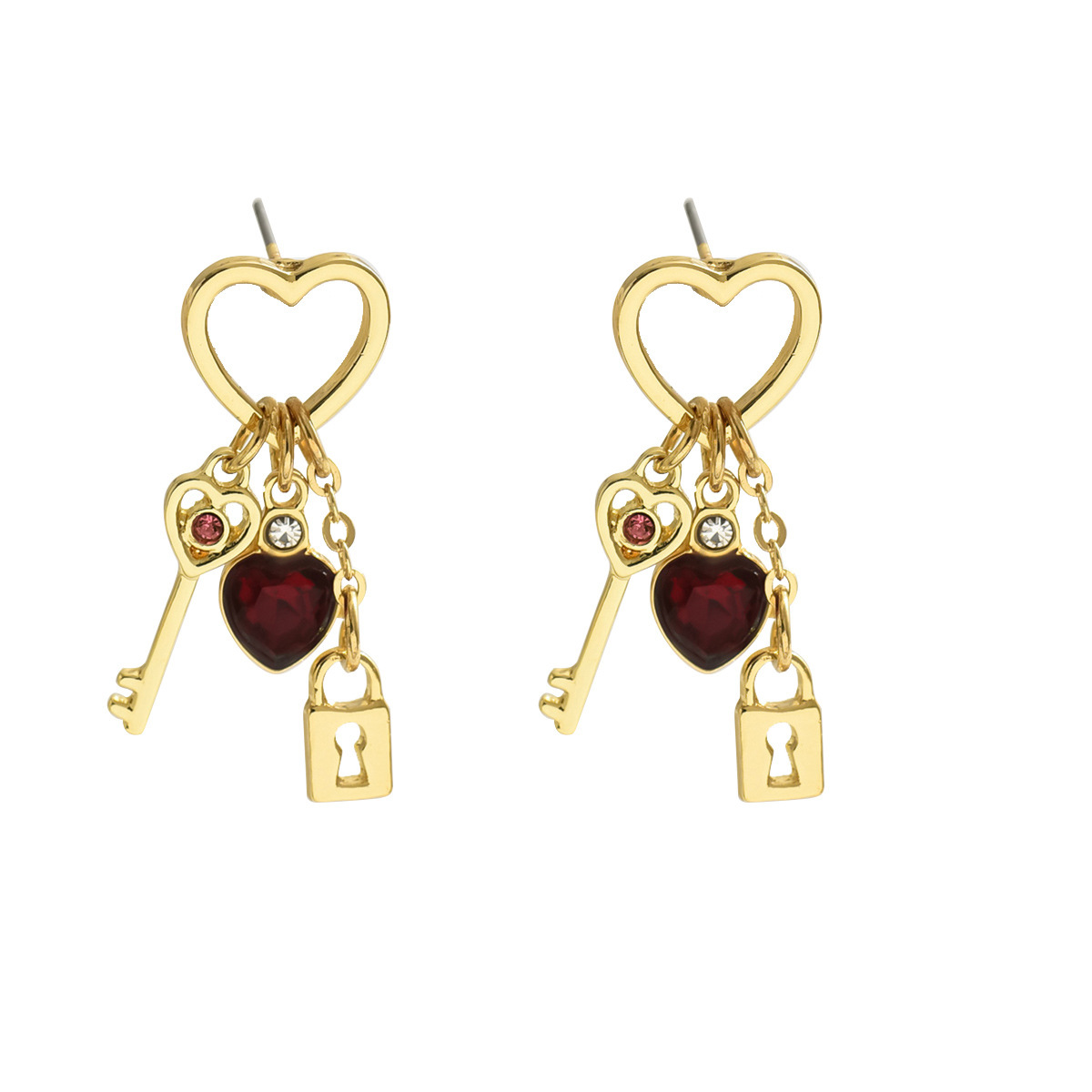 Valentine’s Day Gift Luxury Love Earrings With Rhine Stone Lock Series Diamond Lock-shaped Special-interest Earrings For Women