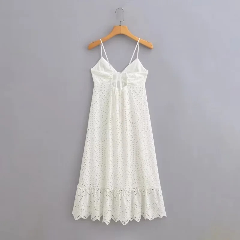 All-matching Hollow Embroidery Dress Women