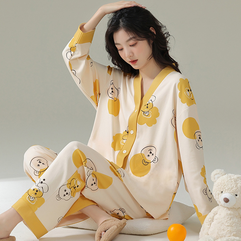 Pajamas Women’s Cardigan Spring And Autumn Long Sleeve Cute Girl’s Ins Homewear