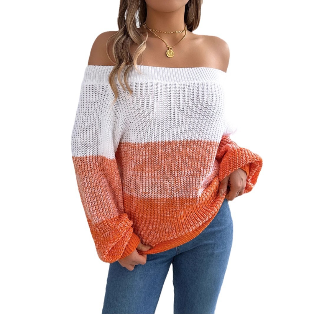 Women’s Casual Multicolor Off-the-shoulder Sweater