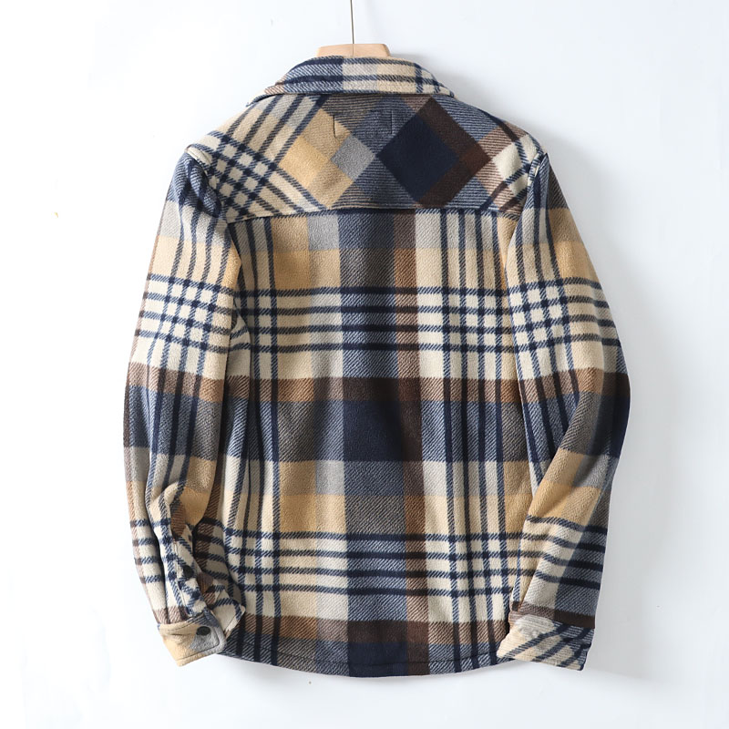 Flannel Plaid Warm Leisure Lapel Long Sleeve Shirt