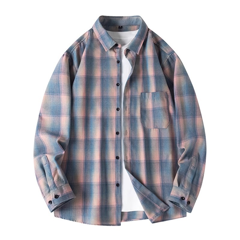 Retro Plaid Shirt Lapel Men’s Long-sleeved Jacket