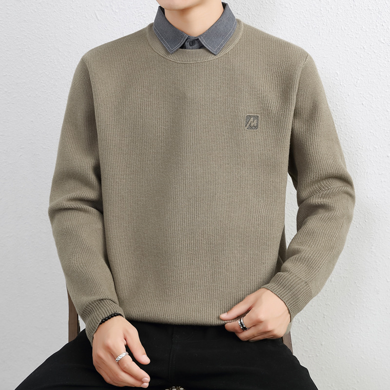 Simple Fake Two Pieces Sweaters Men