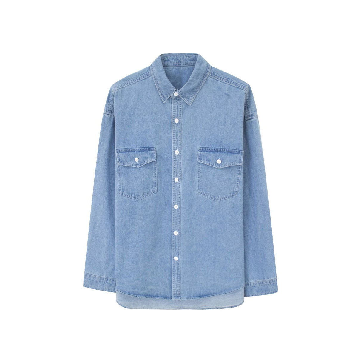 Minority Simple Long Sleeve Denim Shirt Men’s Loose