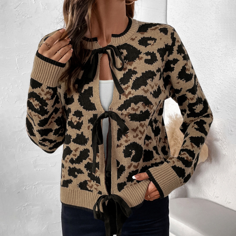 Women’s Sweater Round Neck Tied Cardigan