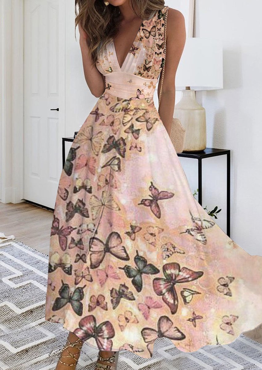 Women’s Sleeveless Dress Exquisite Floral Print