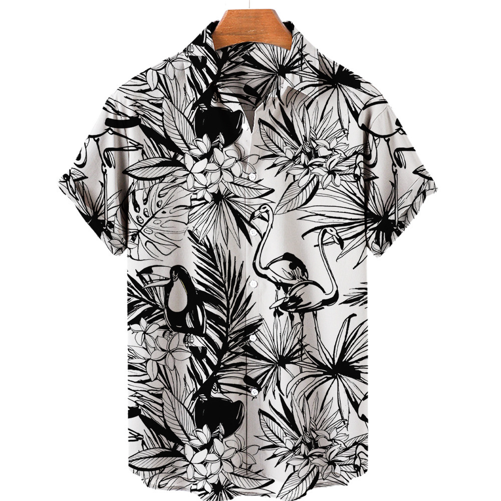 Men’s 3D Digital Printing Tropical Forest Animal Hawaiian Shirt