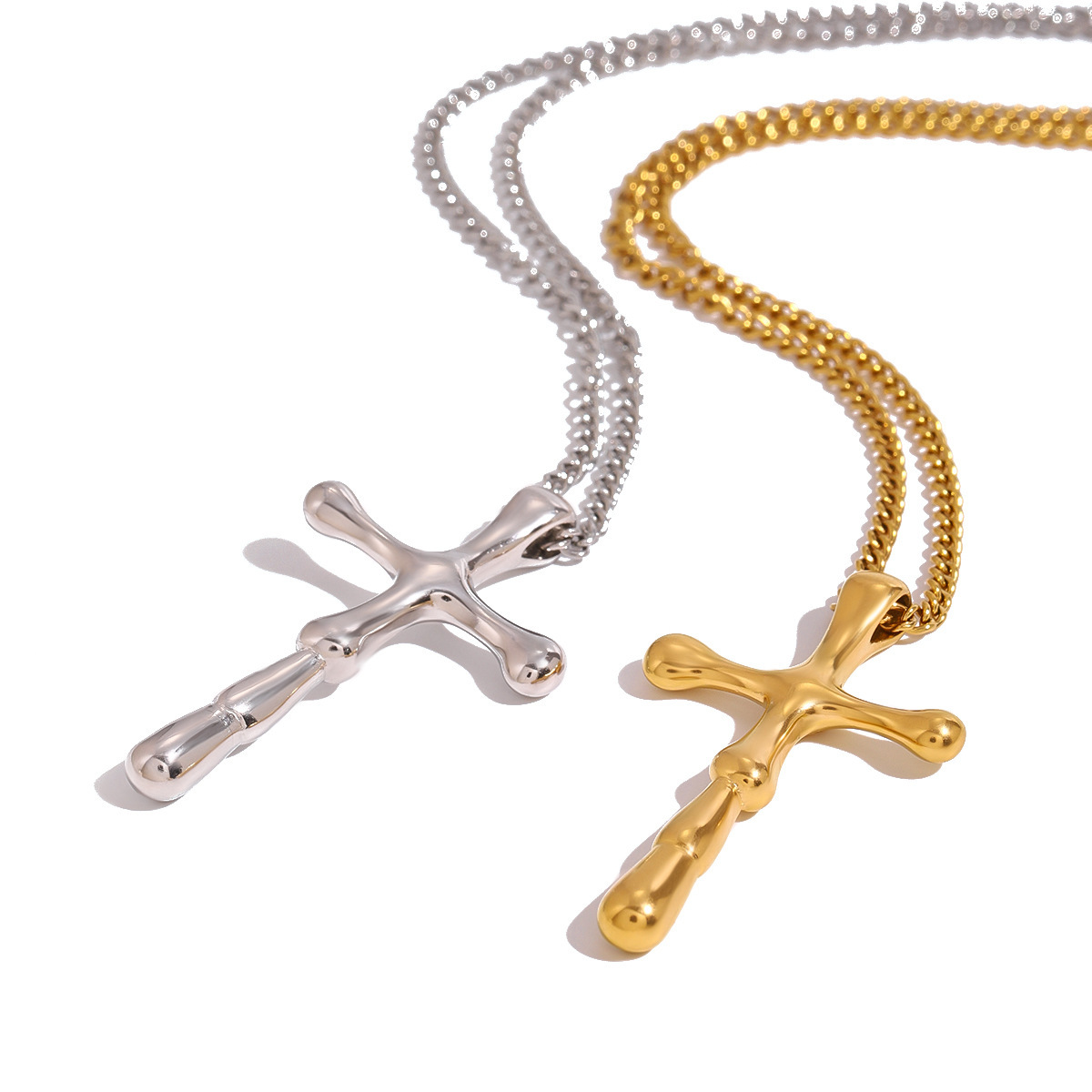 Stainless Steel Cross Shelf Necklace Pendant