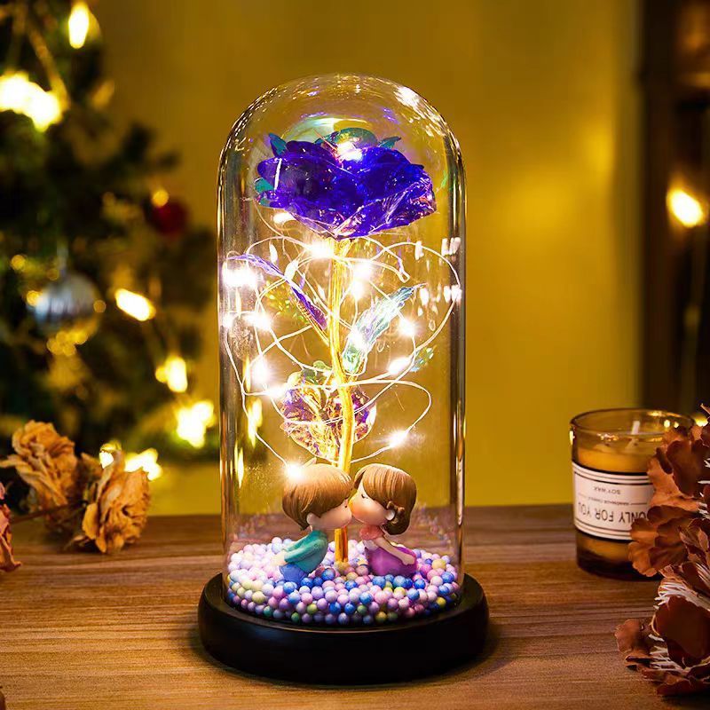 Eternal Rose LED Light Foil Flower In Glass Cover Night Lights Valentines Day Gifts Lamp Decor For For Home Bedroom Wedding Gift Valentine’s Day Gifts