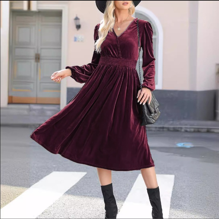 Solid Color Long Sleeve Dress For Women