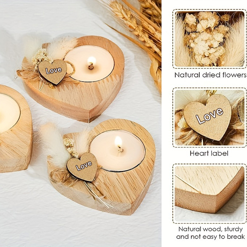 Thanksgiving Valentine’s Day Wooden Love Candle With Dried Flowers